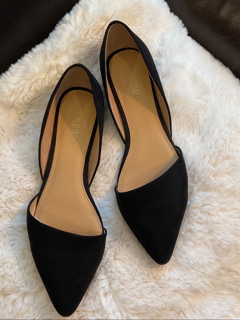 J. Crew Black Suede Zoe D'Orsay Flats